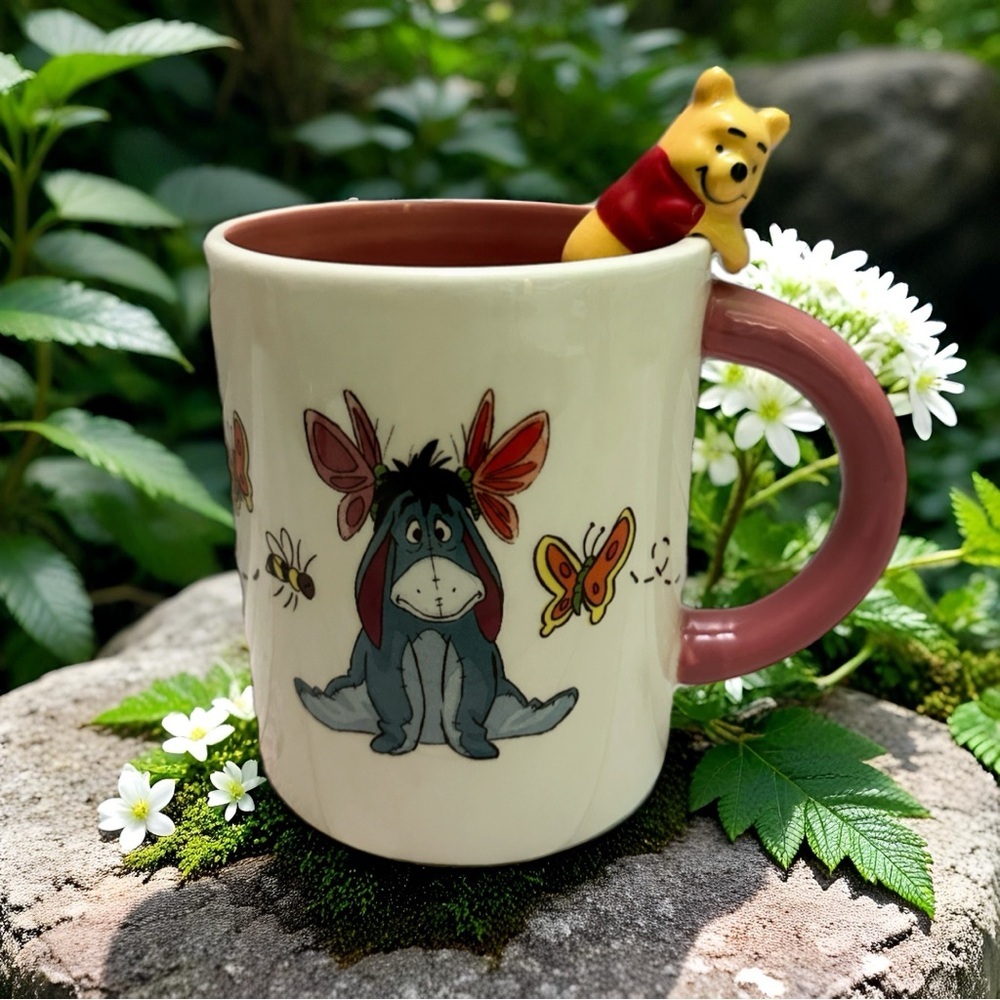 Disney Eeyore Mug with Red Handle and Pooh Accent